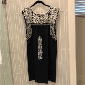 Mi Golondrina dark denim stretch Mexican dress